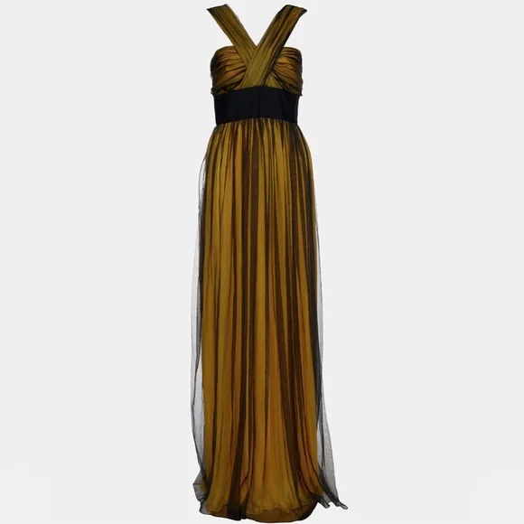 Dolce & Gabbana | Dresses | Dolce Gabbana Yellow And Black Mesh Layover  Floor Length Maxi Dress M 44 | Poshmark